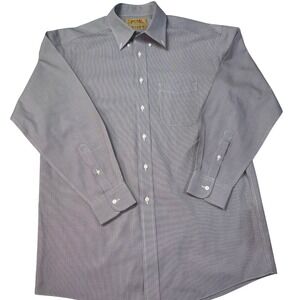 Roundtree & Yorke Gold Label Dress Shirt Gray Pinpoint Long Sleeve‎ Medium